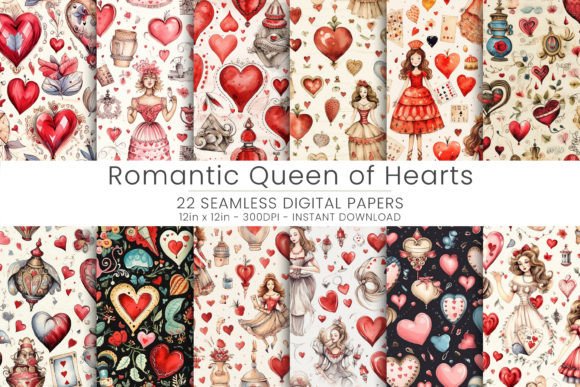 Romantic Queen of Hearts Graphic Patterns By Mehtap