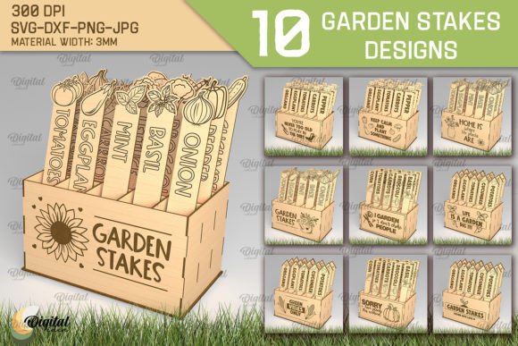 Vegetables Garden Stakes LaserCut Bundle Gráfico SVG 3D Por Digital Idea