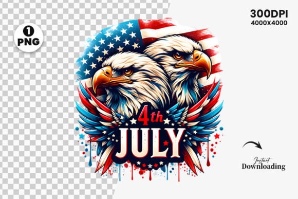 Watercolor 4th July PNG Patriotic Eagle Graphic Illustrations By Creative Arslan