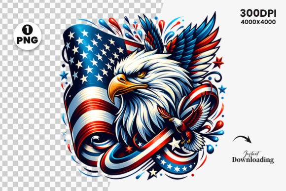 Watercolor 4th July Patriotic Eagle PNG Graphic Illustrations By Creative Arslan