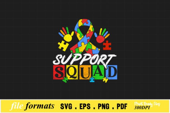 Autism Support Squad T-Shirt Design Graphic Print Templates By RajjQueen
