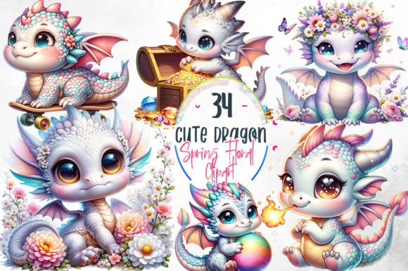 Cute Baby Dragon Sublimation Clipart Graphic Illustrations By Aspect_Studio