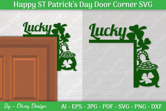 Door Corner ST Patrick's Day SVG Gráfico Planos de Fundo Por Otvey Design