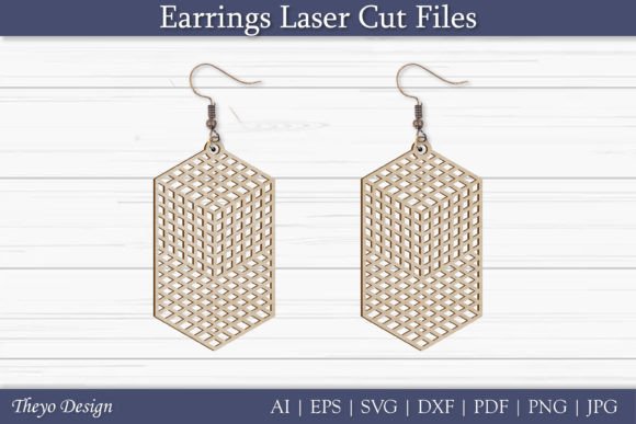 Geometric Earrings Laser Cut Files Gráfico SVG 3D Por Theyo Design