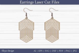 Geometric Earrings Laser Cut Files Afbeelding 3D-SVG Door Theyo Design