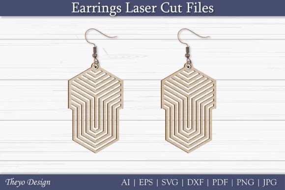 Geometric Earrings Laser Cut Files Graphic 3D SVG By Theyo Design
