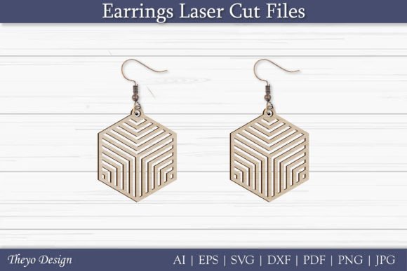 Geometric Earrings Laser Cut Files Illustration SVG 3D Par Theyo Design