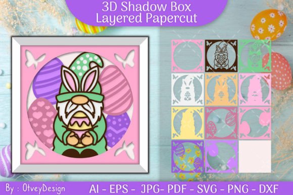 Gnome Easter 3D Shadow Box Layered Grafica Creazioni Di Otvey Design