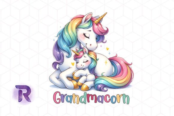 Grandmacorn Unicorn Mother's Day Graphic Print Templates By Revelin
