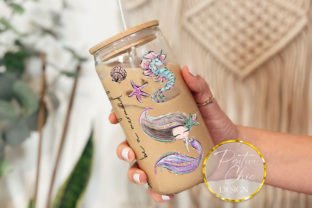Mermaids 16 Oz Libby Glass Tumbler Wrap Graphic Crafts By PositiveChic 2