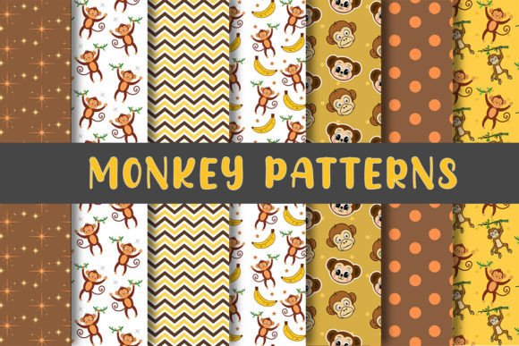 Monkey Digital Papers and Patterns Grafika Papierowe Wzory Przez PiXimCreator