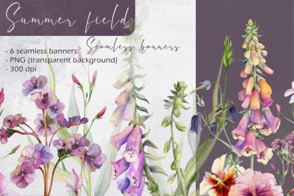 Summer Field: Seamless Banners Graphic Illustrations By msflaffy