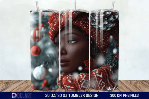 3D Christmas Woman Tumbler Wrap 20oz/30o Grafika Ilustracje do Druku Przez DelArtCreation