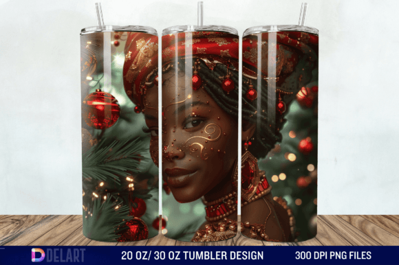 3D Christmas Woman Tumbler Wrap 20oz/30o Grafica Illustrazioni Stampabili Di DelArtCreation