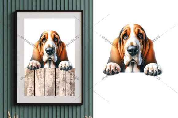 Basset Hound Peeking Dog Portrait Png Graphic Illustrations By shipna2005