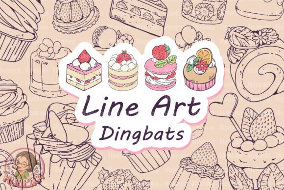 Cake Line Art Dingbats Font By huapika