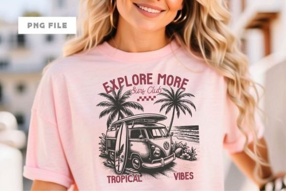 Explore More Surf Club Tropical Holiday Grafik T-shirt Designs Von Universtock