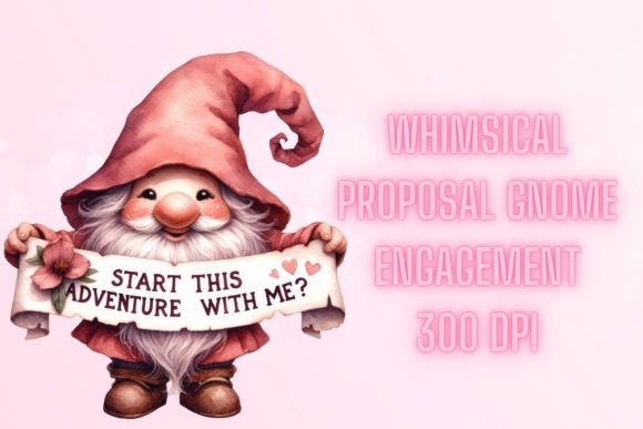Gnome Engagement Clipart Sublimation Graphic Illustrations By applelemon1234