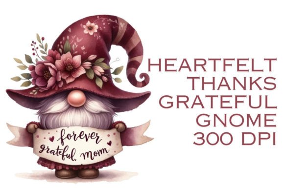 Heartfelt Thanks Grateful Gnome Clipart Gráfico Ilustraciones Imprimibles Por applelemon1234