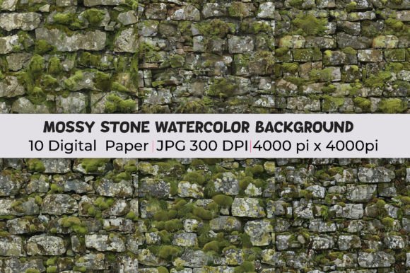 Mossy Stone Watercolor Backgrounds Grafica Sfondi Di mirazooze