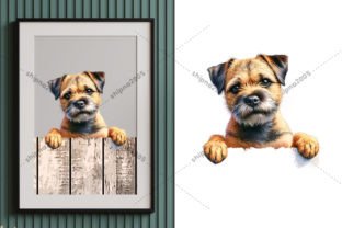 Peeking Dog Border Terrier Portrait PNG Illustration Illustrations Imprimables Par shipna2005
