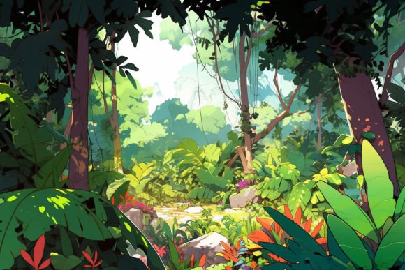 Tropical Jungle Background_green Rainfor Grafik KI Illustrationen Von dreamclub270