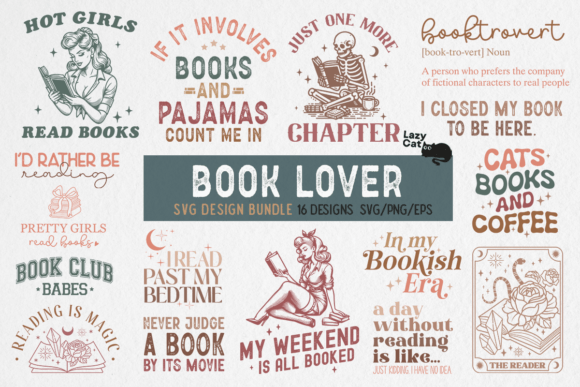 Book SVG PNG Bundle Graphic Crafts By Lazy Cat