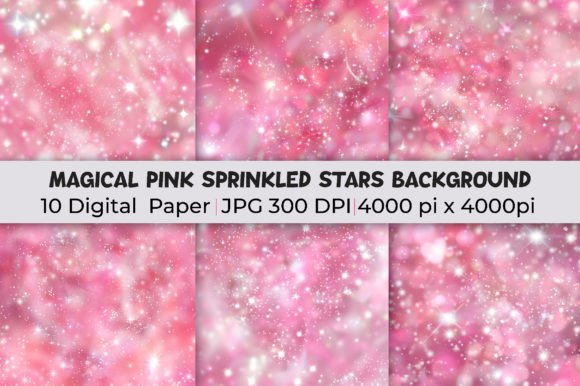 Magical Pink Sprinkled Stars Backgrounds Gráfico Fondos Por mirazooze