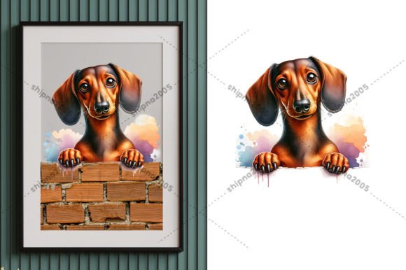 Peeking Dog Dachshund Portrait Clipart Grafik Druckbare Illustrationen Von shipna2005