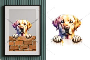 Peeking Dog Labrador Retriever Portrait Illustration Illustrations Imprimables Par shipna2005
