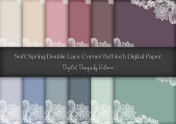 Soft Spring Double Lace Corner 8inch Graphic Backgrounds By Digital Designs by Victoria