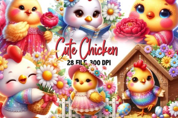 Watercolor Cute Chicken Sublimation Gráfico Ilustraciones Imprimibles Por Dreamshop