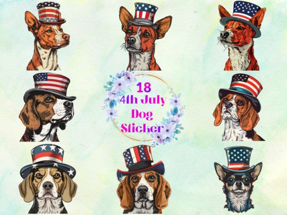 4th July Dog Sublimation Sticker Grafika Rękodzieła Przez DegitalxDesign