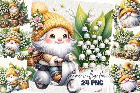 Gnome Valley Flowers Clipart Graphic AI Generated By DenizDesign