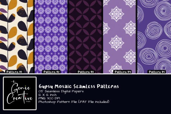 Gypsy Mosaic Seamless Patterns Set Graphic Patterns By thegeniecreativestudio