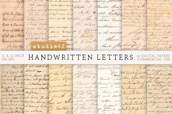 Handwritten Old Letters Printables Graphic Textures By DreamStudio42