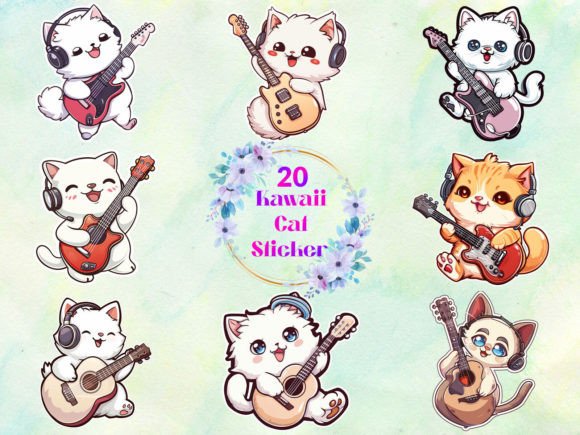 Kawaii Cat Stickers Bundle Illustration Artisanat Par DegitalxDesign