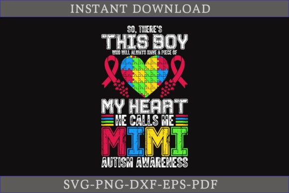 My Heart He Calls Me Mimi Autism SVG Gráfico Artesanato Por CraftDesign