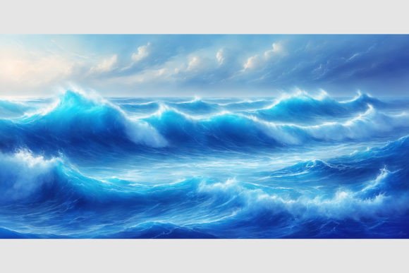 Ocean Symphony: Waves and Clouds Gráfico Ilustraciones IA Por alsstocks450