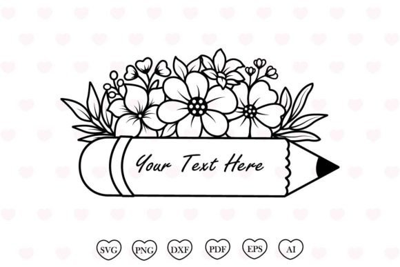 Pencil Flower Svg Floral Teacher Svg Grafik Druck-Vorlagen Von Tadashop Design