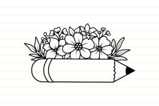 Pencil Flower Svg Floral Teacher Svg Illustration Modèles d'Impression Par Tadashop Design 7