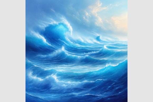 Sea Harmony: Waves and Clouds Gráfico Ilustraciones IA Por alsstocks450