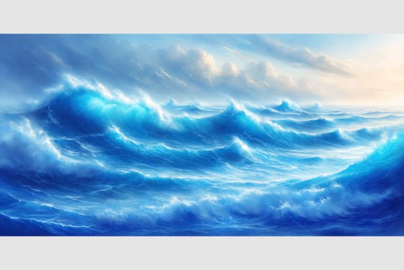 Sea Harmony: Waves and Clouds Gráfico Ilustraciones IA Por alsstocks450