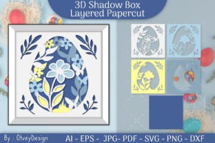 Spring Bunny 3D Shadow Box BUNDLE Graphic 3D Shadow Box By Otvey Design 6