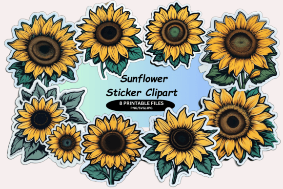 Sunflower Sticker Clipart Gráfico Artesanato Por stickerahub
