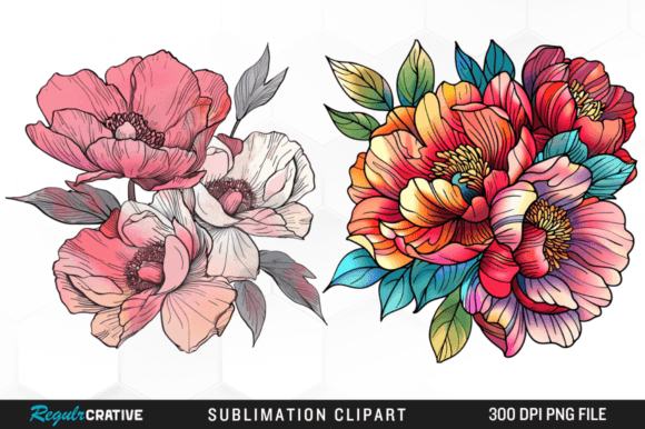 Vibrant Peony Spring Flower Clipart PNG Graphic Illustrations By Regulrcrative