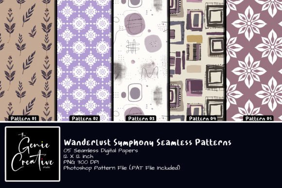 Wanderlust Symphony Seamless Pattern Set Graphic Patterns By thegeniecreativestudio