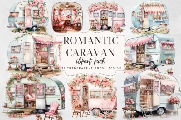 Watercolor Caravan Clipart Graphic AI Transparent PNGs By Feather Flair Art