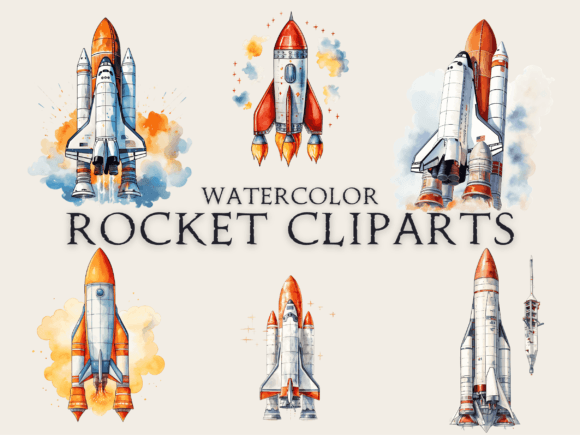 Watercolor Rocket Clipart Graphic Crafts By Abdel designer