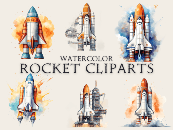 Watercolor Rocket Clipart Graphic Crafts By Abdel designer